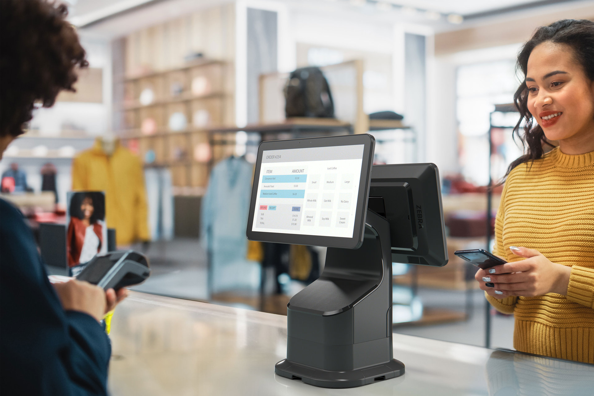 Zebra KC50 assisted checkout system with a customer-facing touchscreen